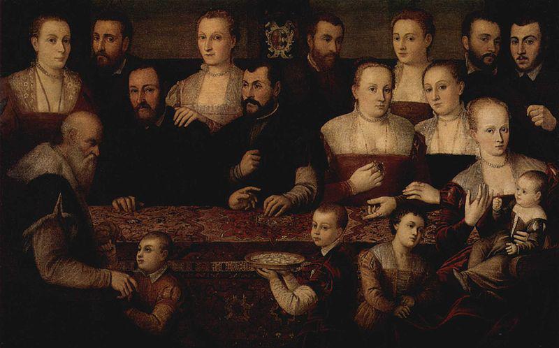 Cesare Vecellio Portrat einer Familie mit orientalischem Teppich oil painting picture